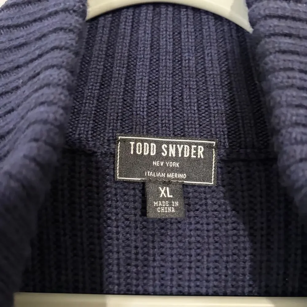 Todd Snyder Full Zip Sweater Men's XL Blue Knit Heavy Merino Wool